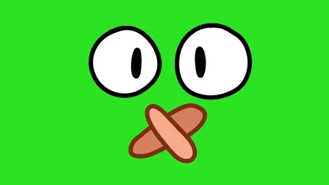 2D Hand Drawn Shocked Muted Bandage Mouth Face Animation Green Screen Overlay Видео 340531953
