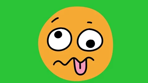 2D Hand Drawn Silly Crazy Tongue Out Face Green Screen Overlay 스톡 동영상 340532100