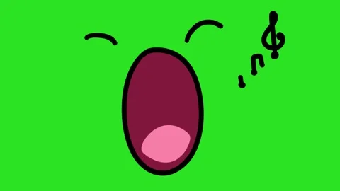 2D Hand Drawn Singing Musical Face Character Animation Green Screen Overlay Vídeos de archivo 340532062