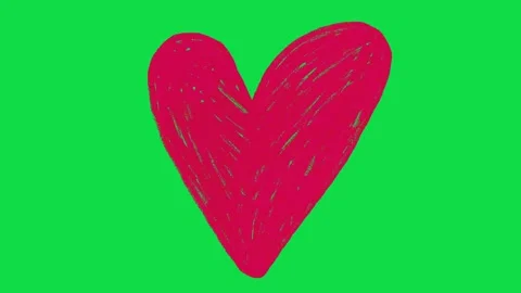 2D Hand Drawn Sketched Red Heart Animation Overlay on Green Screen Background 스톡 동영상 344809373
