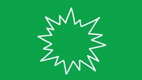 2D Hand Drawn Spiky Action Burst Line Frame Green Screen Overlay Video stock 344049285