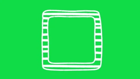 2D Hand Drawn Striped Square Frame Overlay on Green Screen Background Stock Footage 344809790