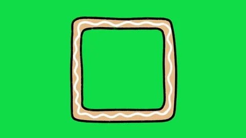 2D Hand Drawn Tan Wavy Line Square Frame Overlay on Green Screen Background Stock Footage 344809858