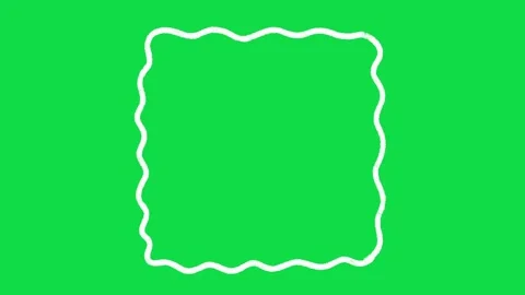 2D Hand Drawn Wavy Square Line Frame Overlay on Green Screen Background Stock Footage 344809791