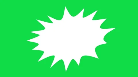 2D Hand Drawn White Comic Starburst Explosion Animation Overlay on Green Screen  Stock Footage 344809196