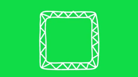 2D Hand Drawn White Geometric Pattern Square Border Frame Animation Overlay Stock Footage 344809612
