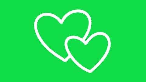 2D Hand Drawn White Line Interlocking Hearts Animation Overlay on Green Screen Stock Footage 344809321