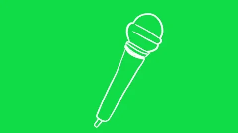 2D Hand Drawn White Line Art Microphone Outline Animation Overlay  Stock Footage 344809436