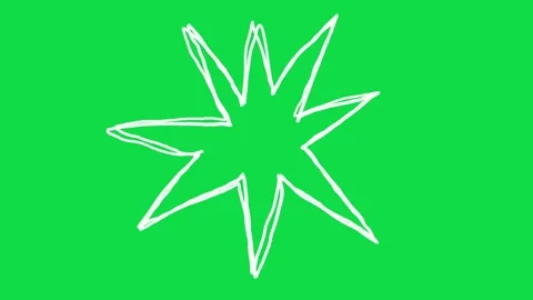 2D Hand Drawn White Line Art Starburst Doodle Animation Overlay on Green Screen  스톡 동영상 344809544
