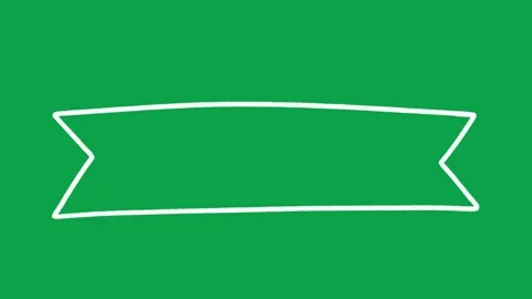 2D Hand Drawn White Outline Ribbon Banner Frame Green Screen Overlay Stock Footage 344049208