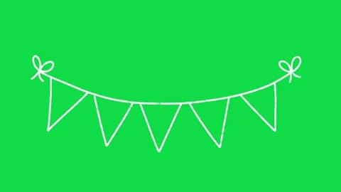 2D Hand Drawn White Party Bunting Garland Banner Animation Overlay Green Screen  스톡 동영상 344809664