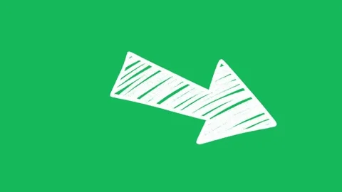 2D Hand Drawn White Scribble Right Arrow Animation Chroma Key Green Screen Stock Footage 346174303