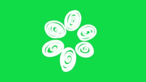 2D Hand Drawn White Spiral Flower Animation Overlay on Green Screen Background Vídeo Stock 344809386