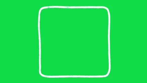 2D Hand Drawn White Square Line Frame Overlay on Green Screen Background Stock Footage 344809756