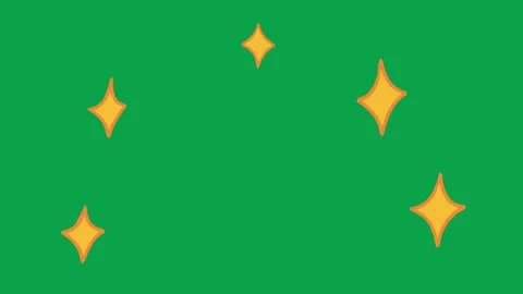 2D Hand Drawn Yellow Four Point Sparkle Stars Green Screen Overlay Stock Footage 344049246