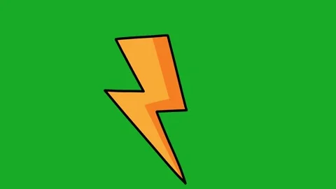2D Hand Drawn Yellow Lightning Bolt Power Animation Green Screen Overlay Stockbeeldmateriaal 340531755