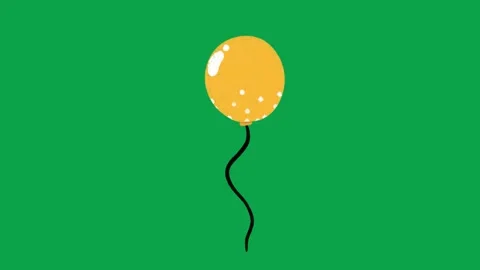 2D Hand Drawn Yellow Polka Dot Party Balloon Green Screen Motion Graphic Stock-Footage 344049267
