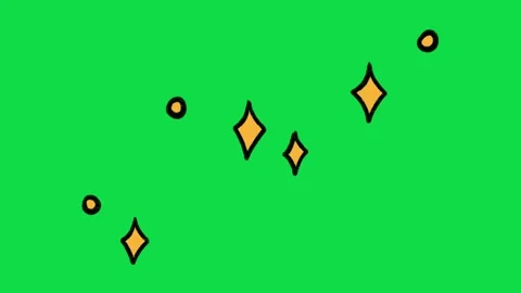 2D Hand Drawn Yellow Sparkles and Diamonds Animation Overlay on Green Screen Stock Footage 344809352