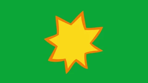  2D Hand Drawn Yellow Starburst Callout Frame Animation Overlay on Green Screen  Stock Footage 344809195