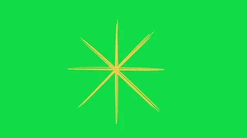 2D Hand Drawn Yellow Starburst Sparkle Lines Animation Overlay on Green Screen Stock Footage 344809489