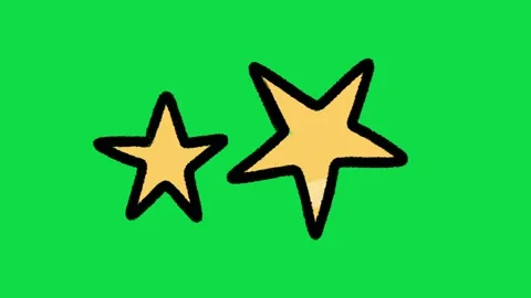 2D Hand Drawn Yellow Stars Animation Overlay on Green Screen Background Vídeo Stock 344809313