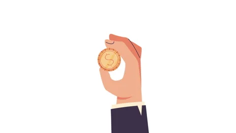 2D Hand Holding Coin Background Stock Footage 260840371