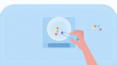 2D Hands Measuring Milligrams Of Medicine With Tweezers Видео 306514865