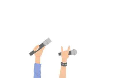 2D Hands With Microphones Background Stock Footage 260908908