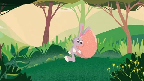 2d Happy Easter Bunny With Easter Egg Greeting Others Vidéo 264048823