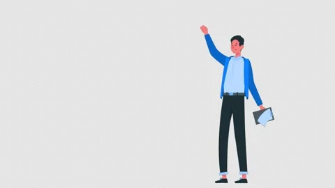2d Happy Man Character Alpha Channel Stock Footage 260913165
