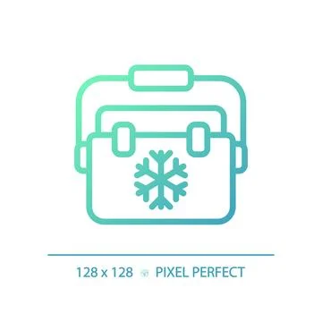2D ice box gradient thin linear green icon 스톡 일러스트