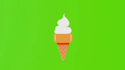 2d ice cream in a waffle cup isolated on a green screen Stock Footage 283351255