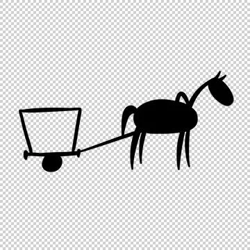 2D Icon Horse with cart Stock Illustration