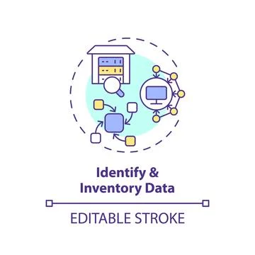 2D identify and inventory data concept linear icon イラスト素材