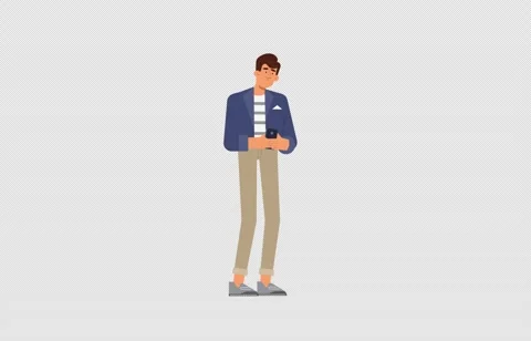 2D Illustrated Boy Typing on Smartphone Mobile Vidéo 268676851