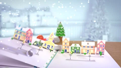 2D Illustrated Car Transporting a Christmas Tree Through City Area Stock Footage 257554100