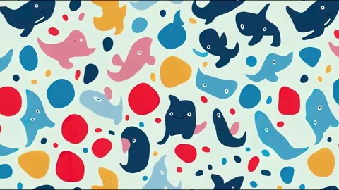 2d illustrated hand-drawn colored childish seamless repeating simple flat Stock Footage 220118519