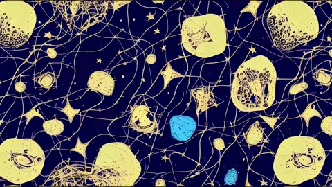 2d illustrated magic seamless animation with constellations, sun, moon, magic Stock Footage 220127781