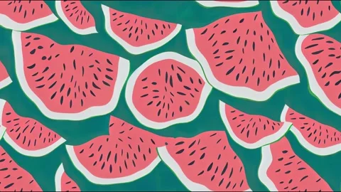 2d illustrated watermelons hand drawn seamless animation. Cute summer fresh Stock Footage 220121526