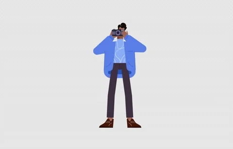 2D Illustration of Black Skinned Man Taking Photos with Camera and Mobile Vidéo 268219293