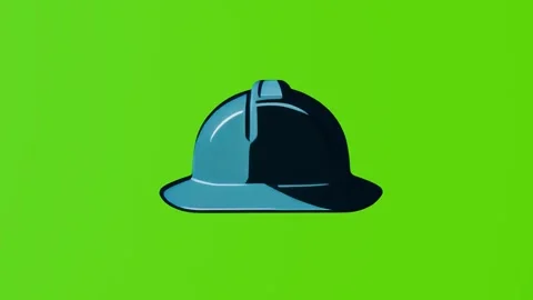 2d illustration of a blue construction helmet isolated on a green screen Stock Footage 282377302