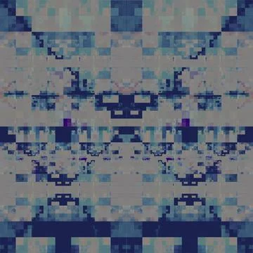 2D illustration of blue pixelated triangular shapes Stock Illustration