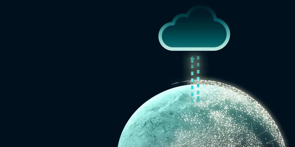 2d illustration of Cloud computing, wireless network Cloud storage, cloud com Stock Illustration