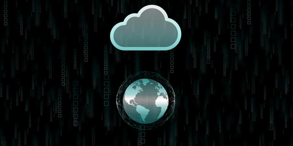 2d illustration of Cloud computing, wireless network Cloud storage, cloud com Stock Illustration