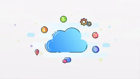 2D illustration of Cloud Storage Surrounded by Floating Icons Vidéo 276649698