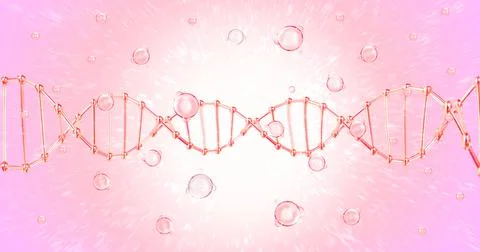 2d illustration DNA in bubbles in pink tones. Woman anti aging concept Stock Illustration