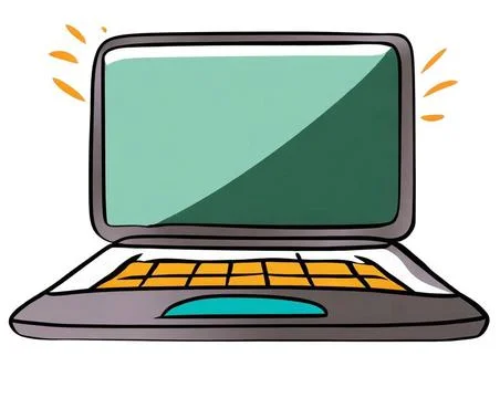 2d illustration drawing laptop flat icon isolated on white background. 2d ... Stock Photos