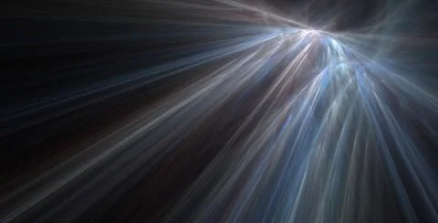 2D illustration of luminous colorful lights beaming on a black background Stock Illustration