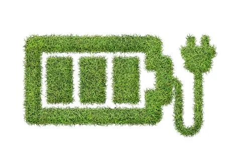 2D illustration of a patch of grass in the form of a plug and battery - Ilustración de archivo