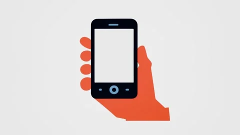 2D illustration of a phone in hand that cyclically  white screen Stock Footage 281867587